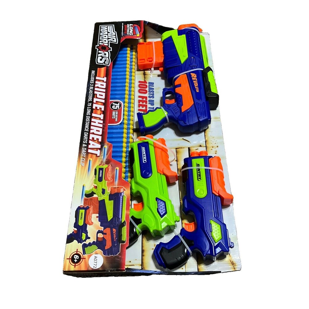 Air Warriors Triple Threat Foam Dart Shooters - 75 Long Distance Darts 41996